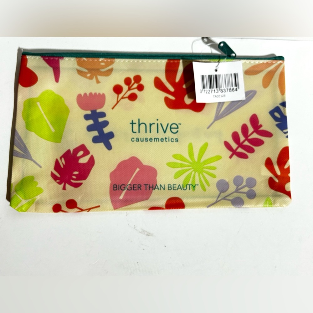 Thrive Cosmetic Bag Makeup Bag Inspirational Quote Grow Zip Pouch Travel